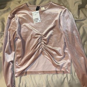 Velvet long sleeve crop top